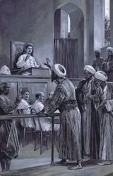 Sir William Lloyd Matthews, der 1882 in Sansibar Gerechtigkeit übt